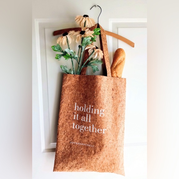 Anthro .• Cork Glitter Tote Bag - Picture 1 of 11